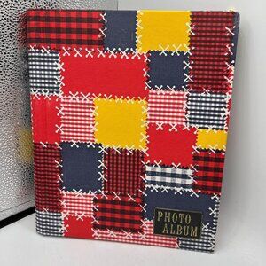 Vintage checkered quilt pattern photo album vinyl